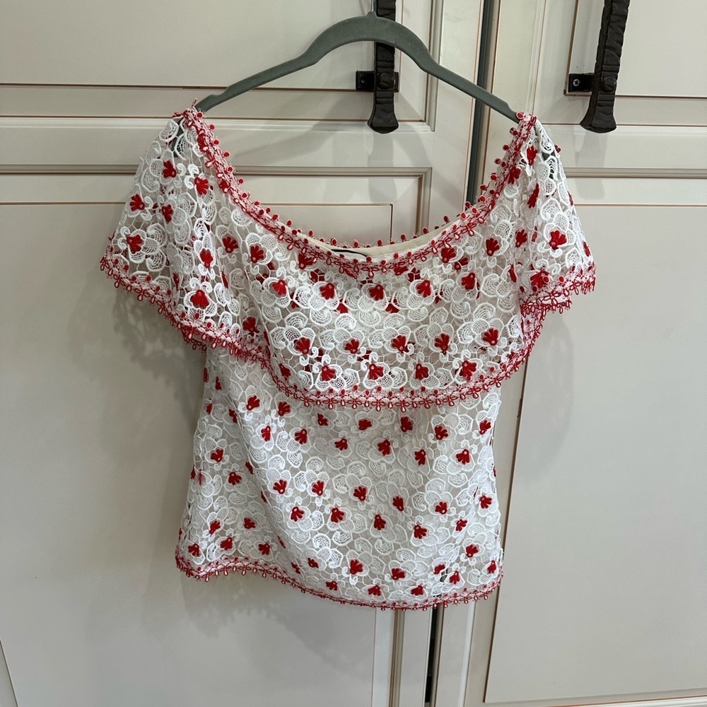 ALEXIS Lace Ruffle Off Shoulder Blouse (101) - Picture 4 of 6